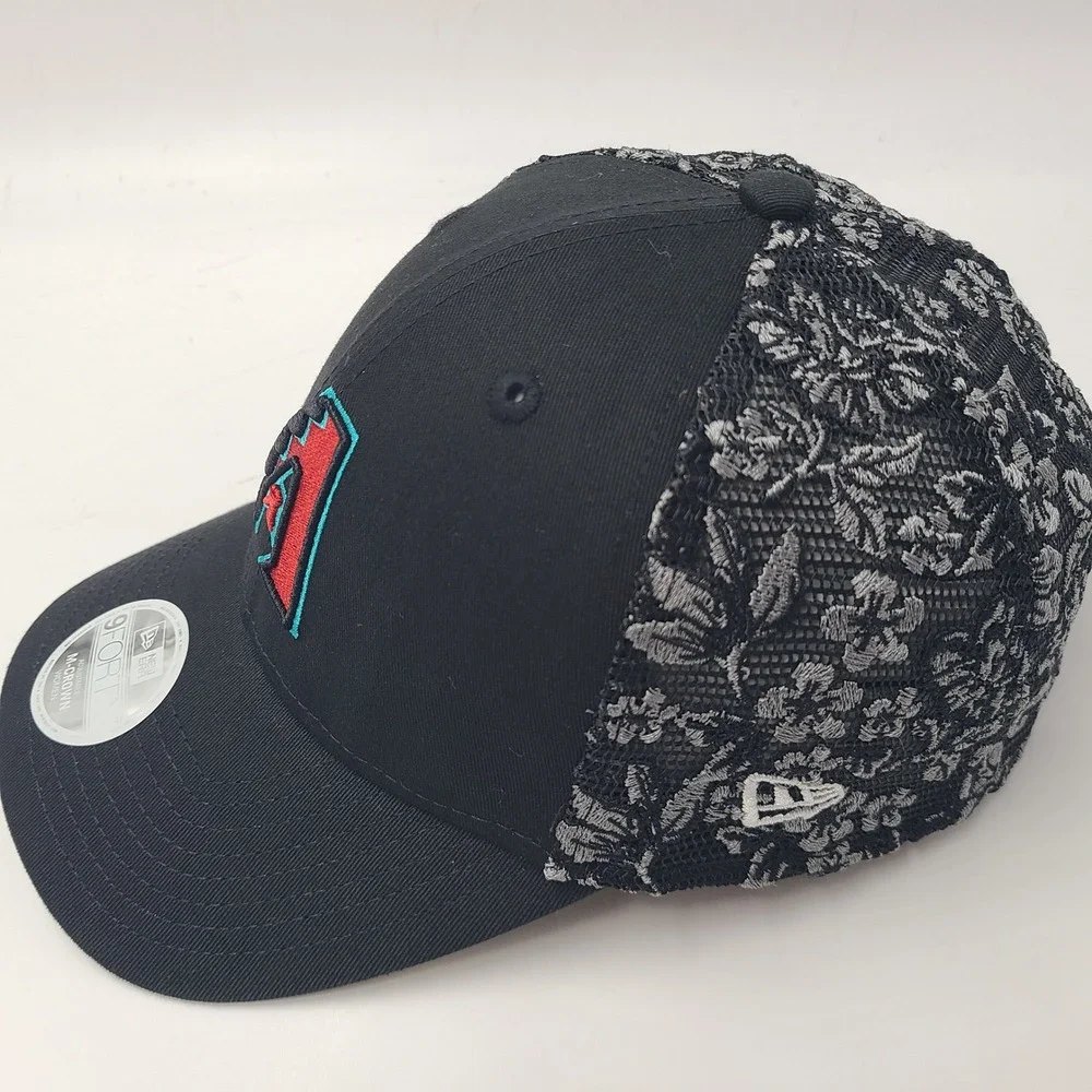 Women Arizona Diamondbacks Hat Snapback Mesh New Era 9Forty Black Floral M-Crown
